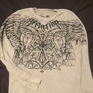 Affliction Long Sleeve Shirt - White and Black